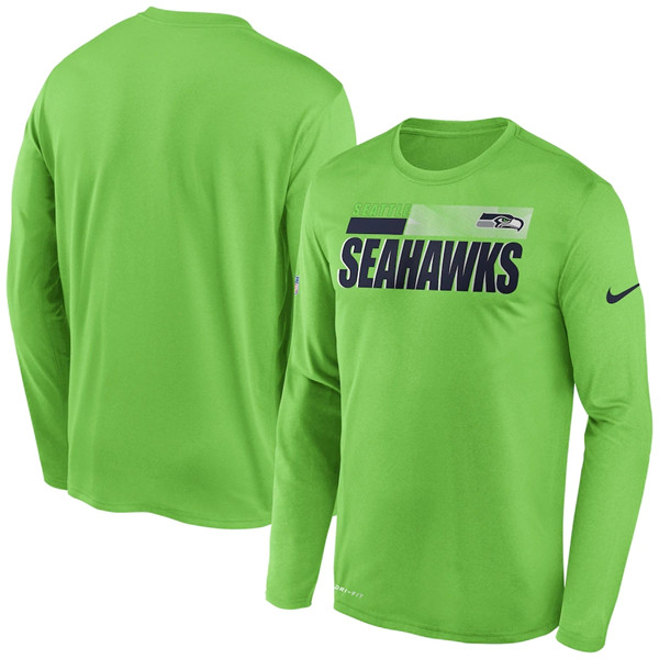 Men's Seattle Seahawks 2020 Green Sideline Impact Legend Performance Long Sleeve NFL T-Shirt